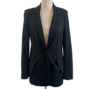 Soft Surroundings Blazer Black Ponte Knit Single Button Size S Fall Winter Basic